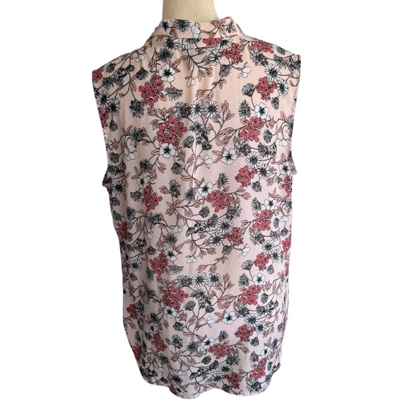 Liz Claiborne Career Floral Tie Neck Blouse - Picture 5 of 7